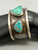 vintage three-stone turquoise bracelet, central one in a triangular shape, two round ones, textured silver