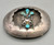 shadowbox kachina themed belt buckle, six turquoise cabochons