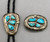 bolo slide with four turquoise cabochons, smaller size buckle, Calavaza's silver snake motif
