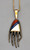 gold and sterling silver necklace by Preston Monongye, bear claw with an inlay of coral, lapis, onyx and shell