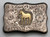 sterling silver belt buckle with horse, intricate etched designs