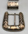sterling silver & 10kt gold ranger buckle set, repousse, leaf applique and hand stamped designs