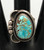 great vintage #8 turquoise cabochon, with silverwork of dots