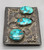 three gorgeous turquoise cabochons, rectangular silver buckle