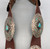 turquoise and coral chip inlay concho belt, chip inlay design of thunderbirds