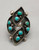 eight snake-eye turquoise cabochons, in clusters, circa 1940's