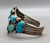 1930s hefty turquoise cluster bracelet, hand-pulled wire, coin silver