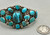 1930s hefty turquoise cluster bracelet, hand-pulled wire, coin silver