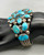 1930s hefty turquoise cluster bracelet, hand-pulled wire, coin silver