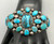 1930s hefty turquoise cluster bracelet, hand-pulled wire, coin silver