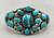 1930s hefty turquoise cluster bracelet, hand-pulled wire, coin silver