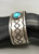 1940s-1950s, nice turquoise cabochon in the center, hand stamping