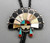 mother of pearl, coral, turquoise, and onyx inlay, Sunface design