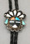 Sunface design of onyx, turquoise, coral, and mother of pearl