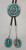 round turquoise cluster slide, silver tips and matching turquoise cluster dangles
