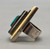 raised inlay ring, made of bone, onyx, turquoise