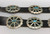 nine wagon wheel style conchos, and matching buckle each with a turquoise cabochon