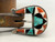 multi-stone inlay belt buckle set, mosaic inlay in turquoise, deep orange spiny oyster, onyx and shell inlay