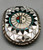 sunface theme inlay belt buckle, channel inlay design, sterling silver