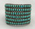 vintage six row turquoise bracelet, silver dots, beautiful hand stamping