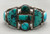 vintage hefty handmade turquoise bracelet, seven gorgeous turquoise cabochons, four wire conjoined terminal