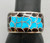 vintage Zuni inlay bracelet by Orlinda Natewa, fish scale inlay with penn shell and turquoise