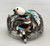 vintage multi-stone inlay bracelet, pictorial inlay Eagle Dancer design, accents of twisted wire, hand stamped designs, and silver dots, three wire terminal