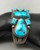 1920s-1940s seven stone natural turquoise bracelet, seven stunning natural turquoise cabochons, each displayed in smooth silver bezels