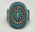 vintage needlepoint, cluster of turquoise needle point cabochons, twisted wire, silver dot accents