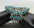 vintage needlepoint, cluster of turquoise needle point cabochons, twisted wire, silver dot accents
