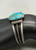 antique turquoise and sterling silver bracelet,  central turquoise stone,  smooth bezel,  applique, twisted wire, 2 terminal cuff