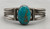 antique turquoise and sterling silver bracelet,  central turquoise stone,  smooth bezel,  applique, twisted wire, 2 terminal cuff