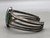 antique turquoise and sterling silver bracelet,  central turquoise stone,  smooth bezel,  applique, twisted wire, 2 terminal cuff