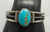 antique turquoise and sterling silver bracelet,  central turquoise stone,  smooth bezel,  applique, twisted wire, 2 terminal cuff