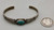 turquoise and sterling silver, hand stamped, applique, two wire terminal