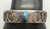 Persian turquoise bracelet, sterling silver, vintage, handmade sawtooth bezel, circular wire design, solid cuff