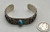Persian turquoise bracelet, sterling silver, vintage, handmade sawtooth bezel, circular wire design, solid cuff