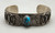 Persian turquoise bracelet, sterling silver, vintage, handmade sawtooth bezel, circular wire design, solid cuff