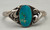 turquoise and sterling silver, applique design, central turquoise, two wire terminal