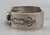 1930s, central turquoise cabochon, hand stamped designs, smooth silver cuff