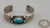 1930s, central turquoise cabochon, hand stamped designs, smooth silver cuff