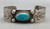 1930s, central turquoise cabochon, hand stamped designs, smooth silver cuff