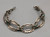 1930s era, turquoise and silver, link bracelet,  hand stamped designs