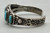 ingot silver bracelet, 5 turquoise cabochons, floral design,  hand stamped terminal