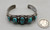ingot silver bracelet, 5 turquoise cabochons, floral design,  hand stamped terminal