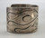 hefty sterling silver bracelet, stamping inside and outside of cuff, motorcycle and flame design, northwest coast origin