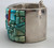 unique cobblestone bracelet, coral, turquoise, and lapis, solid cuff, chain guard