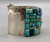 unique cobblestone bracelet, coral, turquoise, and lapis, solid cuff, chain guard