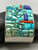 unique cobblestone bracelet, coral, turquoise, and lapis, solid cuff, chain guard