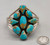 nine turquoise cabochons, Peterson Johnson, Navajo, silver dots, five wire terminal